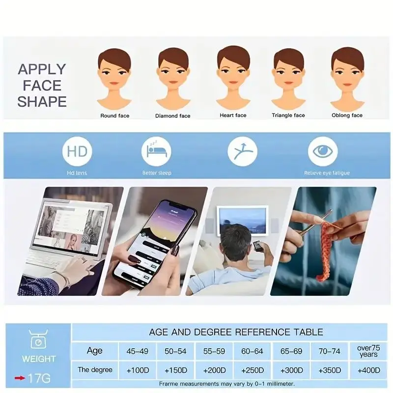 Large-frame anti-blue light spring-loaded high-definition reading glasses